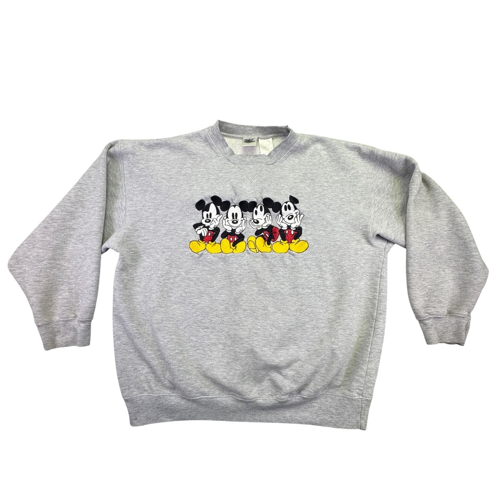 VINTAGE Disney Catalog 1990's Sweatshirt Men's Large Grey Mickey Mouse‎ Crewneck